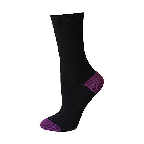 Socksmad Ladies 5 Pair Pack Black Colour Heel & Toe Socks in a Multipack Cotton Rich Honeycomb Soft Tops UK 4-7 Size