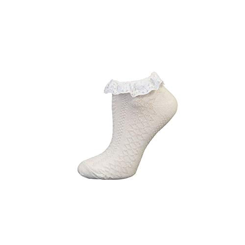 5 Pack Ladies/Womens Fancy Lace Trim Cotton Rich Trainer Liner Socks 4-8 Uk