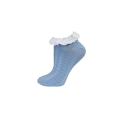 5 Pack Ladies/Womens Fancy Lace Trim Cotton Rich Trainer Liner Socks 4-8 Uk