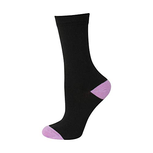 Socksmad Ladies 10 Pair Pack Black Colour Heel & Toe Socks in a Multipack Cotton Rich Honeycomb Soft Tops UK 4-7 Size