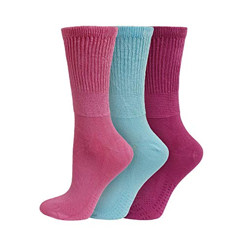 Socksmad Ladies Non Elastic Diabetic Socks 4-8 Hand Linked Toe Seam 80% Bamboo Soft Extra Wide Top Grip