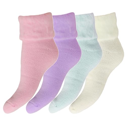 Socksmad Ladies 4 Pair Brushed Thermal Bed Socks Cosy and Soft UK 4-7