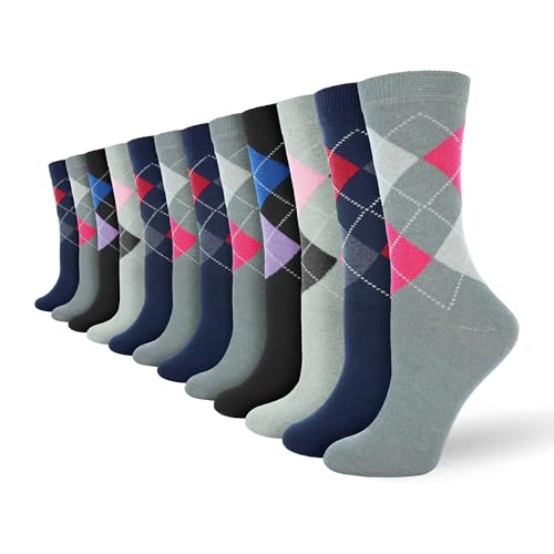 Socksmad Womens Ladies Socks Multipack - 12 - Pack Soft Breathable Black Cotton Ankle Socks Motif Size 4-7