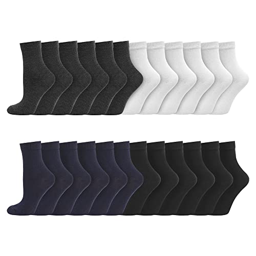 Socksmad Boys Girls Childrens Kids Back to School 12 Pairs Cotton Rich Plain Ankle School Socks Sizes 0-2½, 3-5½, 6-8½, 9-12, 12½-3½, 4-5½