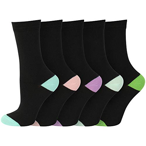 Socksmad Ladies 10 Pair Pack Black Colour Heel & Toe Socks in a Multipack Cotton Rich Honeycomb Soft Tops UK 4-7 Size