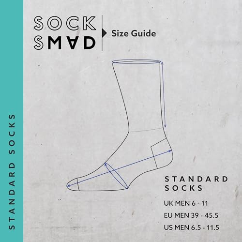 Socksmad 12 Pack Mens 100% Cotton Soft Thin Breathable Ribbed Dress Crew Socks Size UK 6-11