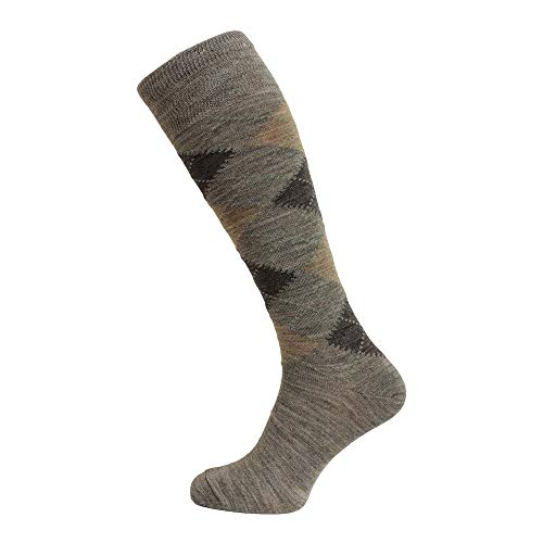 3 Pairs Men's Extra Long Knee High Lambswool Argyle Socks 6-11 Uk, 39-45 Eur (Assorted