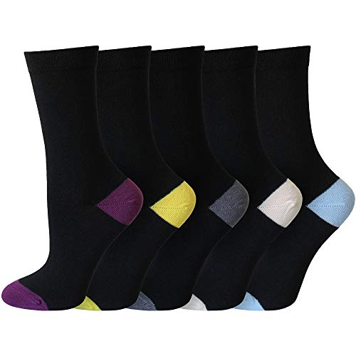 Socksmad Ladies 5 Pair Pack Black Colour Heel & Toe Socks in a Multipack Cotton Rich Honeycomb Soft Tops UK 4-7 Size