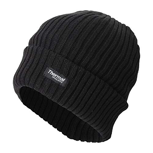 Socksmad Men's Thermal Insulated Warm Winter Knitted 40g Ribbed Cuffed Beanie Hat