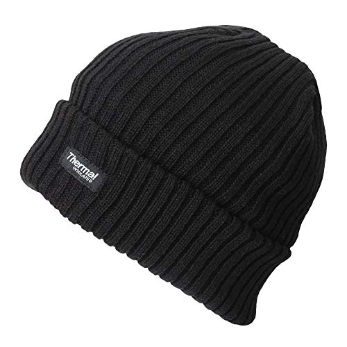 Socksmad Men's Thermal Insulated Warm Winter Knitted 40g Ribbed Cuffed Beanie Hat