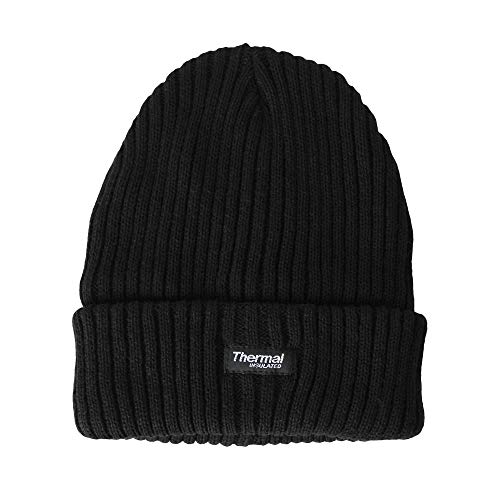 Socksmad Men's Thermal Insulated Warm Winter Knitted 40g Ribbed Cuffed Beanie Hat