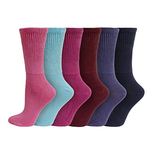 Socksmad Ladies Non Elastic Diabetic Socks 4-8 Hand Linked Toe Seam 80% Bamboo Soft Extra Wide Top Grip