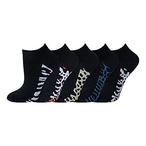 Socksmad Ladies colour heel & toe socks black in a multipack cotton rich honeycomb summer trainer liners 5 Pair Pack