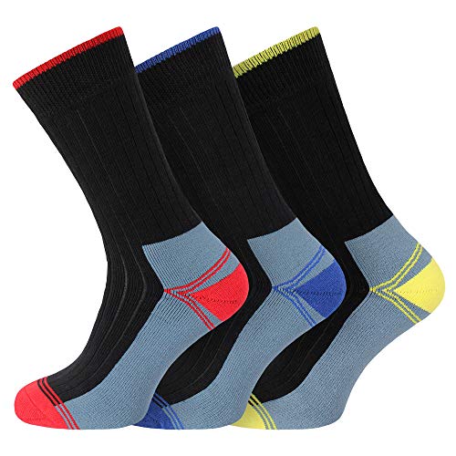 Socksmad – 3 Pairs Men’s Heavy Duty Work Socks Reinforced Heel & Toe UK 6-11 Boot Socks, Moisture-wicking, Dry-durable