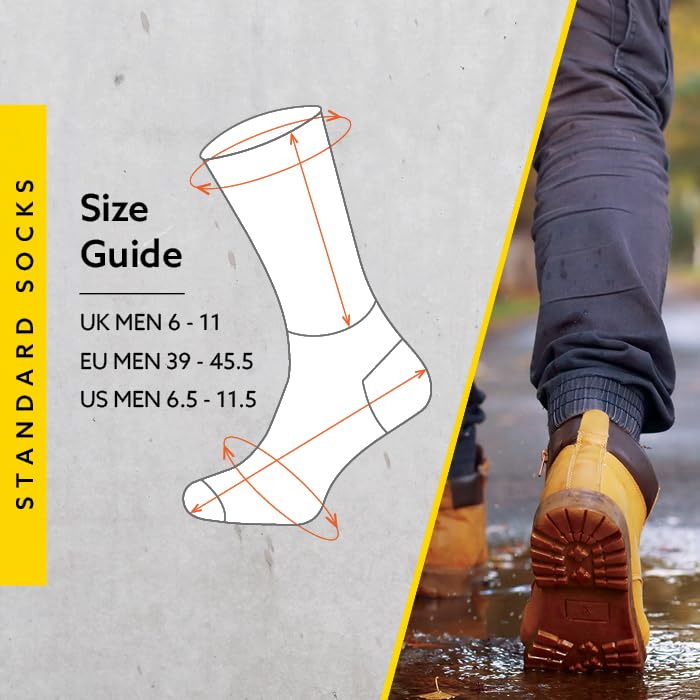 Socksmad 12 Pack Mens Work Socks - Thick Boot Socks for Men, Cushioned Padded Sole For Builders, Mechanics, Engineers