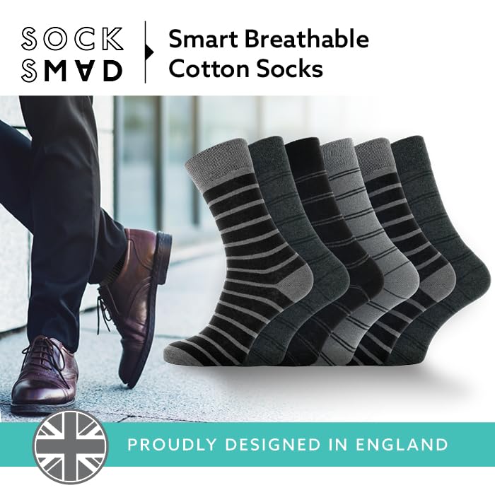 Socksmad Mens Socks Multipack – 12-Pack Soft and Breathable Work Socks with Reinforced Heel and Toe – Cotton Socks Men for Casual, Everyday Wear