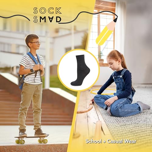 Socksmad Boys Girls Childrens Kids Back to School 12 Pairs Cotton Rich Plain Ankle School Socks Sizes 0-2½, 3-5½, 6-8½, 9-12, 12½-3½, 4-5½